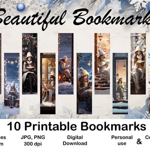 Winter Bookmark Printable Winter Bookmark for Book Lover Printable Bookmark set digital Bookmark Gift for Print Bookmark Winter Christmas