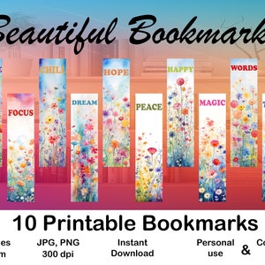 10 X Bladwijzers digitale bladwijzer voor Booklovers Printbare bladwijzerset digitale bladwijzer cadeau Bladwijzer voor afdrukken Bladwijzerontwerp Boeklezer