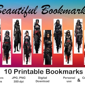 10 X Bookmark Printable for Book Lover Printable Bookmark set digital Bookmark gift for her Bookmark Watercolor Style Bookmark Japanese Girl