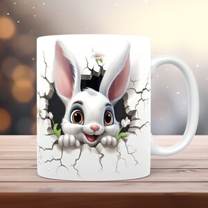 3D Rabbit Mug Wrap 11oz & 15oz Mug Template 3D Rabbit Mug Sublimation Design Instant Digital Download 3D Coffee Mug Template + Free gift