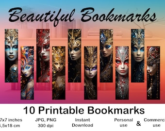 Woman with Mask Bookmark Printable Woman Bookmark for Book Lover Printable Bookmark Set Digital Bookmark for Print Bookmark Masked Lady