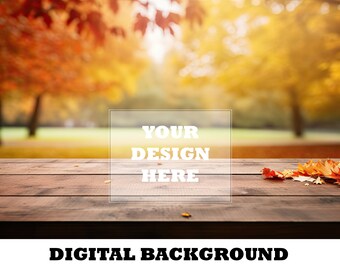 Background Mockup Fall Backdrop Digital Autumn Background Product Mockup Background Wooden Table Mockup Wallpaper Photo Digital Background