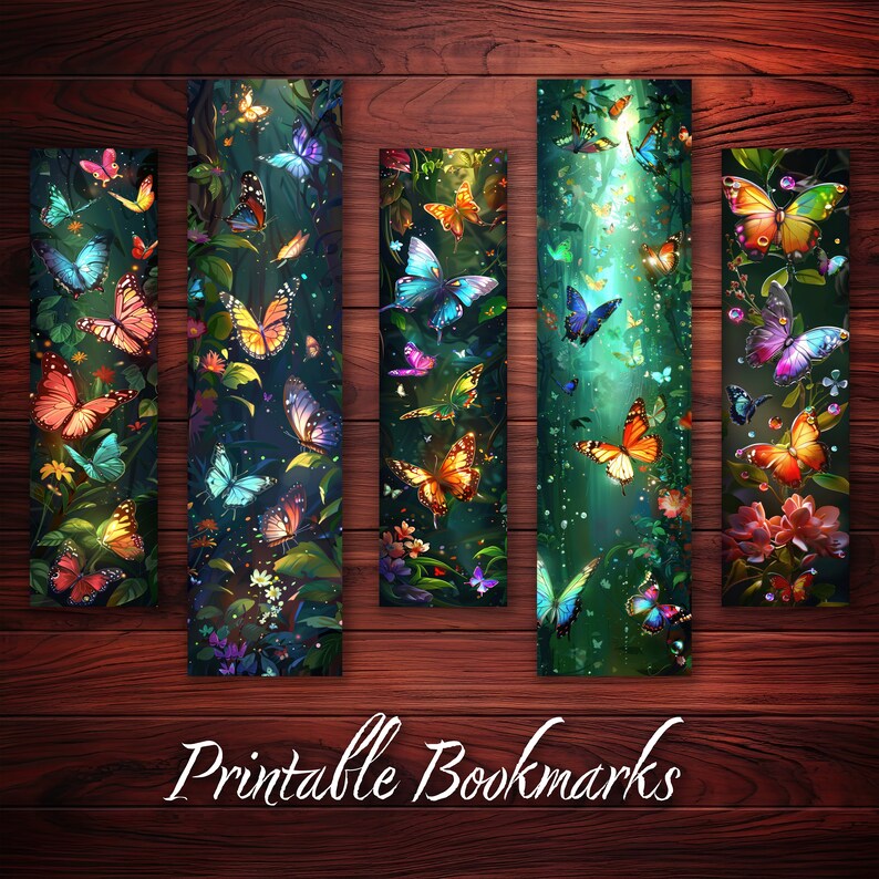 3D Butterfly Bookmark Printable Set of 10 for Book Lover Gift Instant ...
