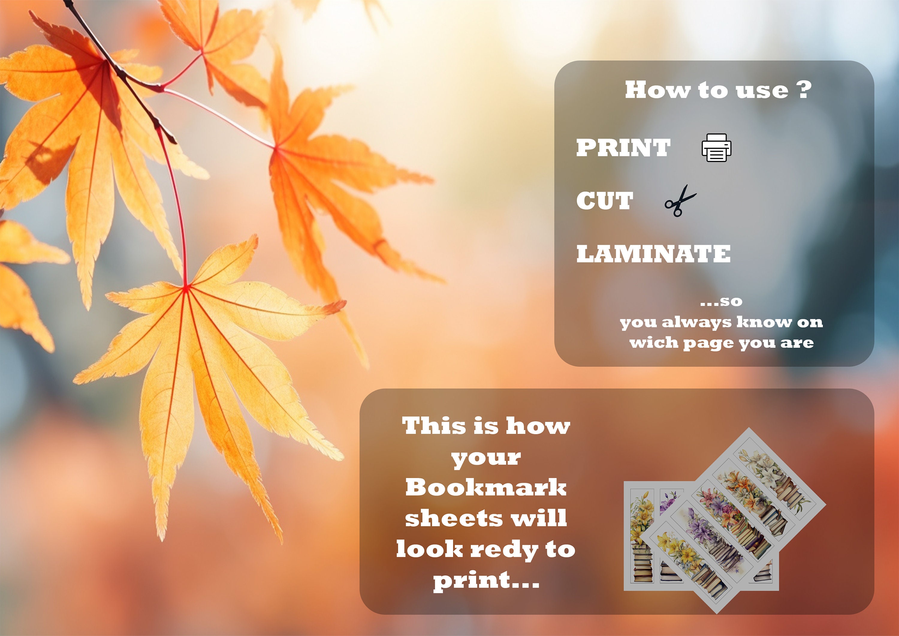 10 X Bookmark Printable for Book Lovers or Raeder Lily Flower Bookmark ...