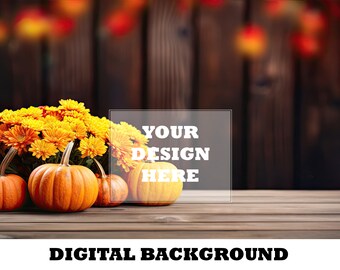 Background Mockup Fall Backdrop Digital Autumn Background Product Mockup Background Wooden Table Mockup Wallpaper Photo Digital Background