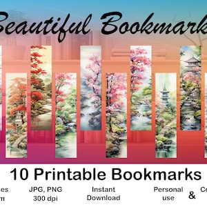 10 X Bookmark digital Bookmark for Booklover Printable Bookmark set digital Bookmark gift for Girl Bookmark Watercolor Style Bookmark Gift