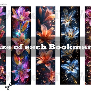 Lily Flower Bookmarks Set of 10 Printable Fantasy Colorful Design for ...