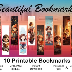 Bookmarks digital Little Girl Bookmark for Book Lovers Printable Bookmark set digital Bookmark Gift Girl Bookmark for Print Bookmark design