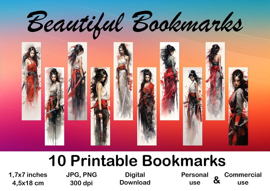 10 X Bookmark Digital Bookmark for Book Lover Printable Bookmark Set ...