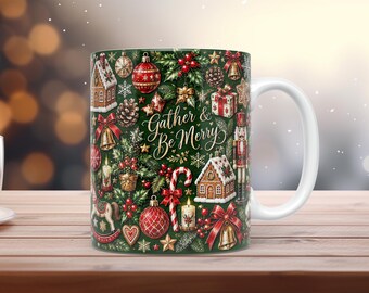 Immergrüne Weihnachtstassen-Verpackung (PNG, 11 oz/15 oz), Aquarell-Nussknacker-Weihnachtsmotiv