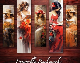 10 Bookmark Printable for Book Lover Printable Bookmark set digital Bookmark gift for her Bookmark with Woman Beautiful Bookmark Gift
