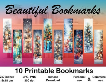 10 Bookmarks Printable Winter for Booklovers Printable Bookmark set Digital Bookmark Christmas gift Bookmark for print Bookmark Christmas