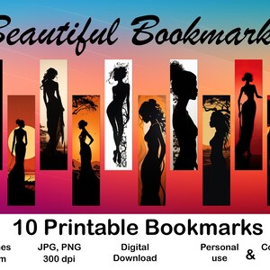 10 X Bookmark digital Bookmark for Book Lover Printable Bookmark set digital Bookmark gift for her Bookmark Design Woman Bookmark Gift