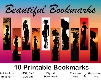10 X Bookmark digital Bookmark for Book Lover Printable Bookmark set digital Bookmark gift for her Bookmark Design Woman Bookmark Gift