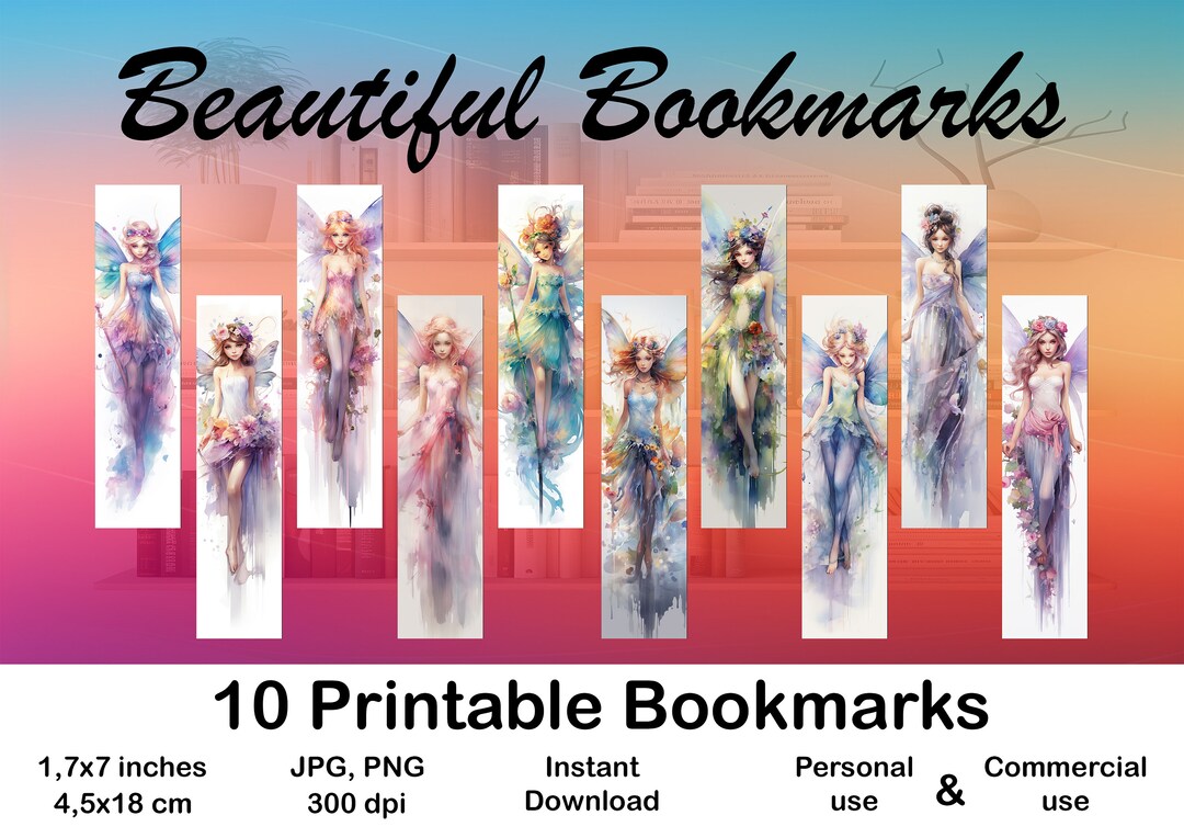 10 X Bookmark Digital Bookmark for Booklover Printable Bookmark Set ...