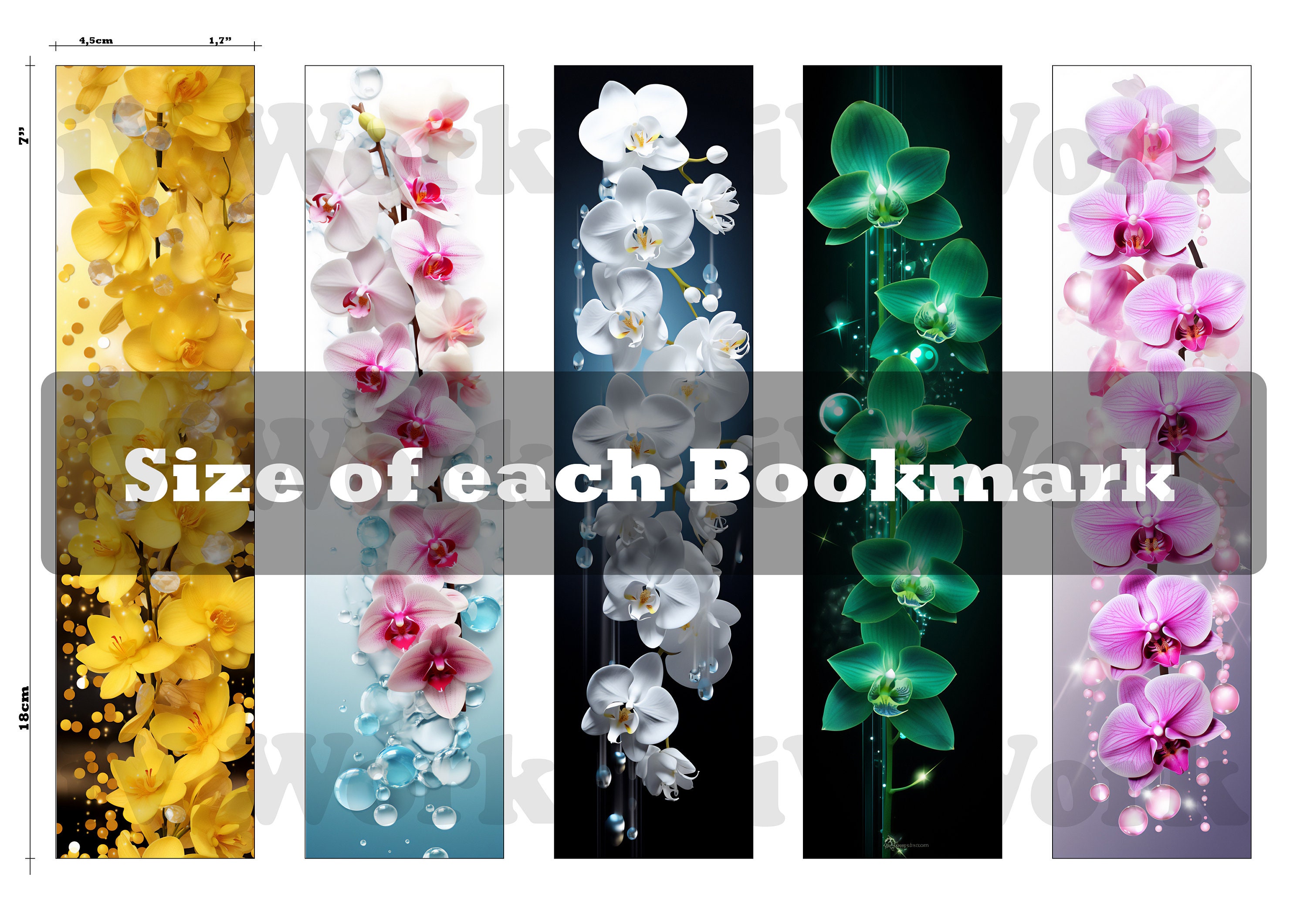 Orchid Flower Printable Bookmark Set of 10 Bookmark for Book Lover Gift ...