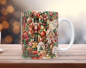 Weihnachts-Nussknacker-Tassenband (PNG, 11 oz/15 oz), Aquarell-Weihnachts-Sublimationsdesign