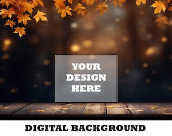 Background Mockup Fall Backdrop Digital Autumn Background Product Mockup Background Wooden Table Mockup Wallpaper Photo Digital Background