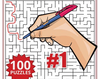 Libro de 100 laberintos para adultos, adolescentes y personas mayores. 5 tipos de laberintos únicos con soluciones. Descarga digital. PDF. Juegos de actividades para el cerebro.