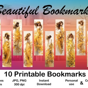 10 X Bookmark digital Bookmark for Book lover Printable Bookmark set digital Bookmark gift for her Bookmark Watercolor Style Bookmark Gift