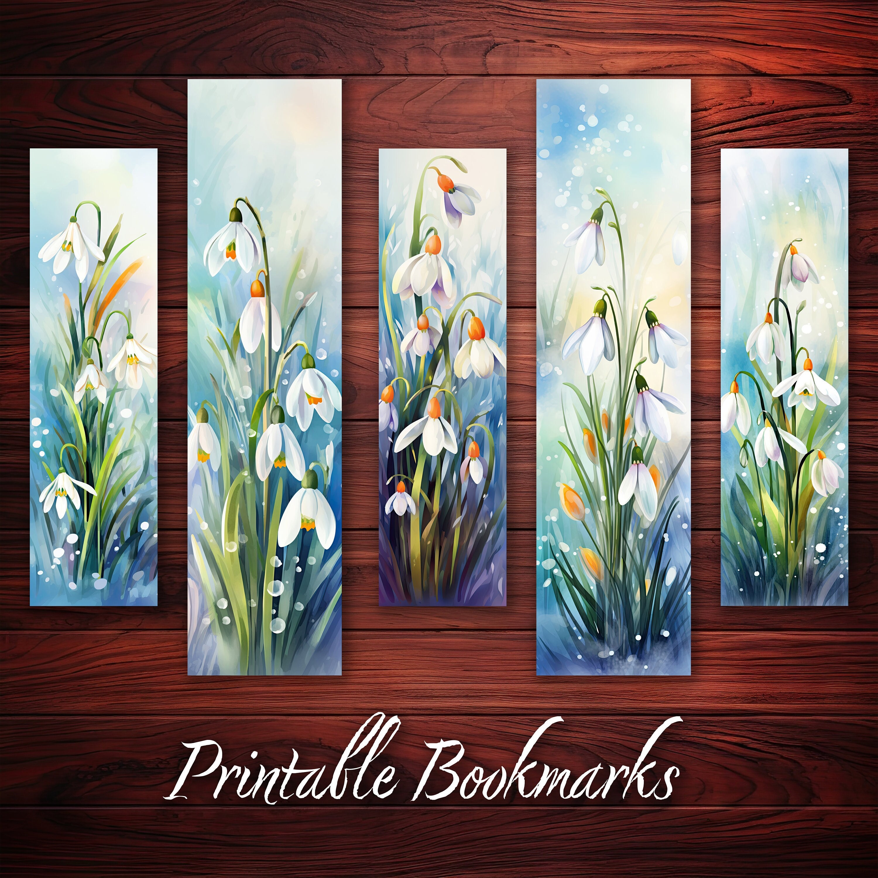 Snowdrop Bookmark Printable Flower Bookmark for Book Lovers Gift ...