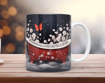 Bathtub Mug Wrap 11oz 15oz Mug Template Mug Sublimation Design Instant Digital Download Fashion Bath Coffee Mug Wrap + Free gift