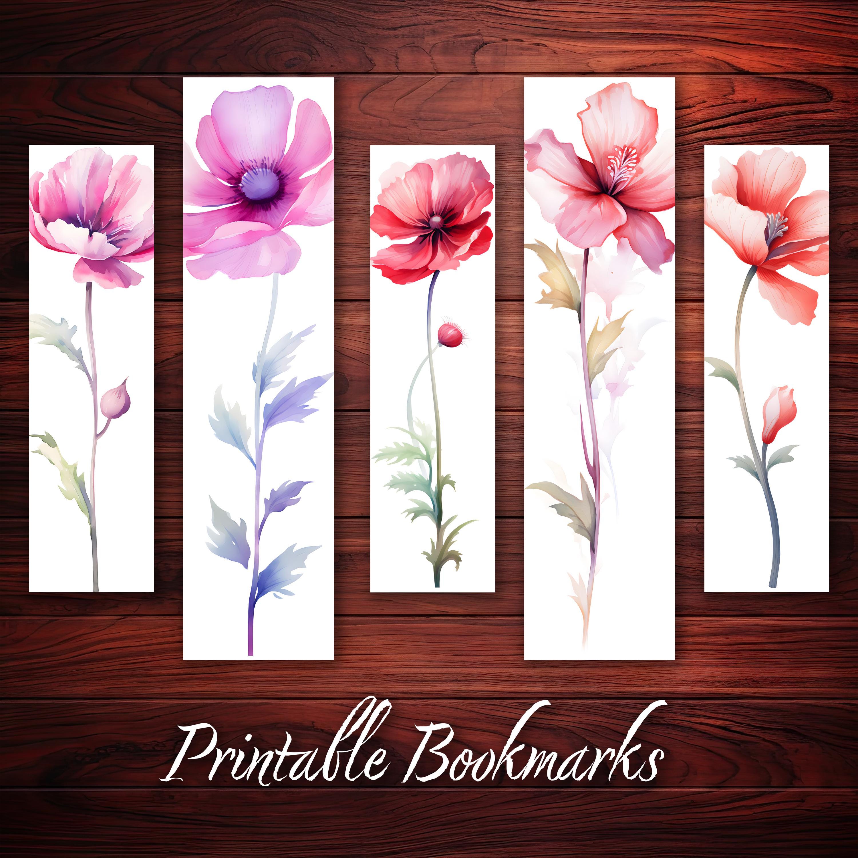 Printable Spring Flower Bookmark Set of 10 Elegant Floral Design ...