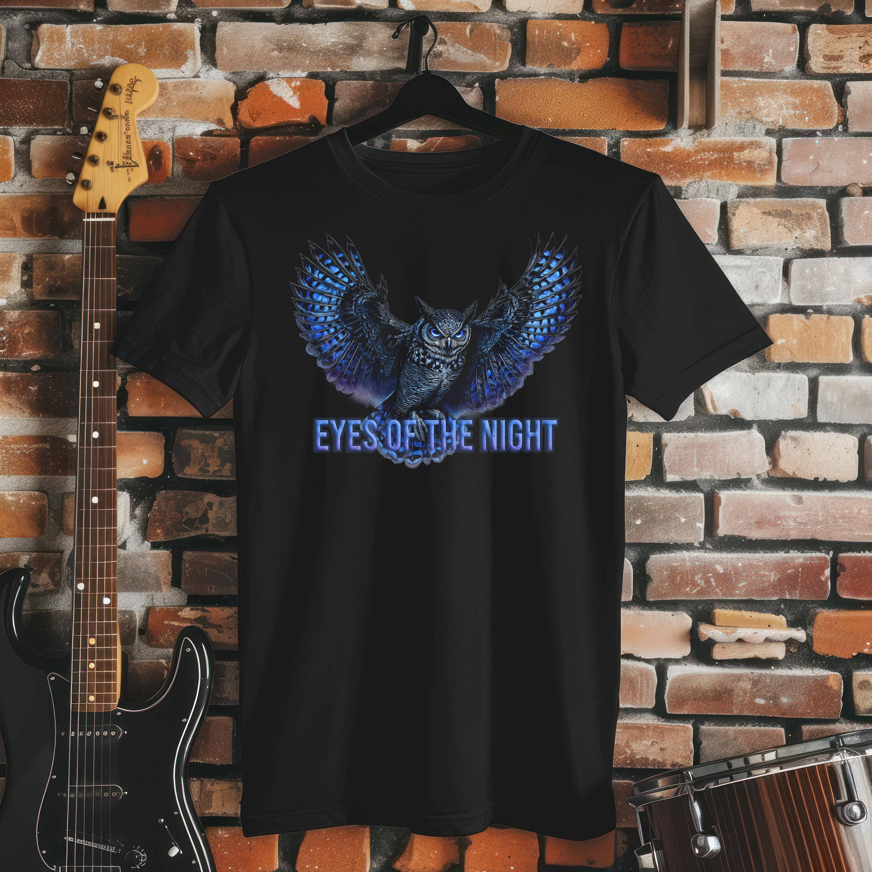 Owl T Shirt Design PNG Eyes of the Night Graphic Dark Aesthetic Streetwear Printable Hoodie Tee