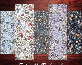 Magische Lesezeichen mit Winterwaldmotiven – 10er-Set zum Ausdrucken für Bücherliebhaber und Leseratten