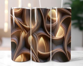 Luxury 3D Abstract Tumbler Wrap PNG 20oz 30oz Skinny Wavy Seamless Neutral Straight Tapered