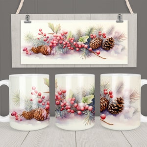 Winter Mug wrap 11oz & 15oz Mug Template Christmas Mug Sublimation Design Instant Digital Download Coffee Mug Design Free gift