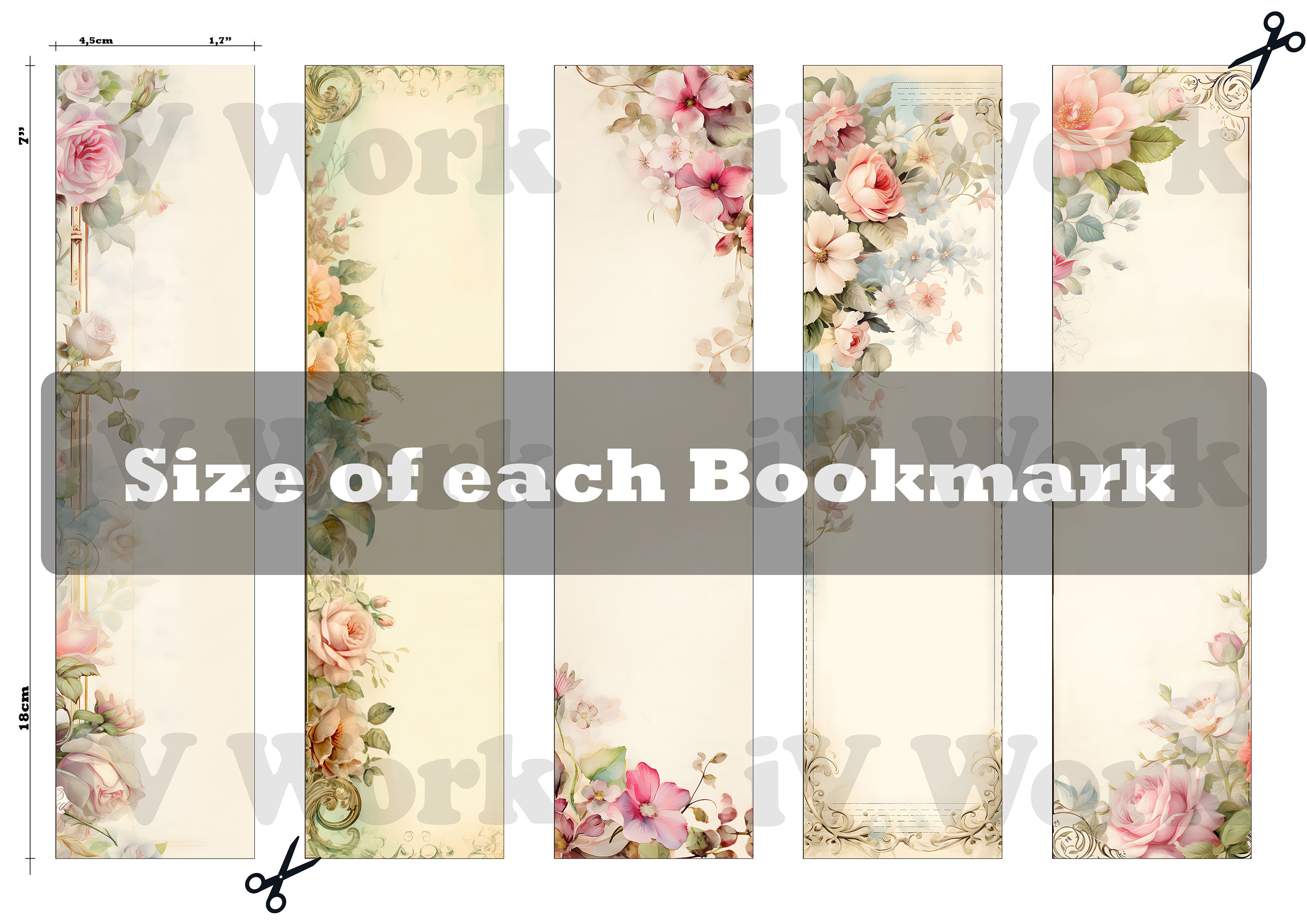 Bookmark Printable Vintage Flower Bookmark for Book Lover Printable ...