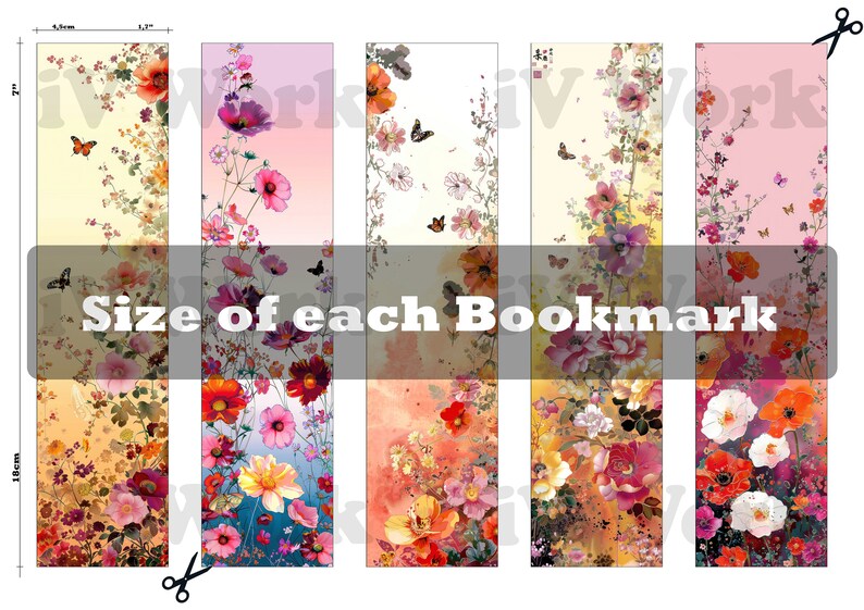 Bookmark Printable Set of 10 Floral Butterfly Bookmarks Digital ...