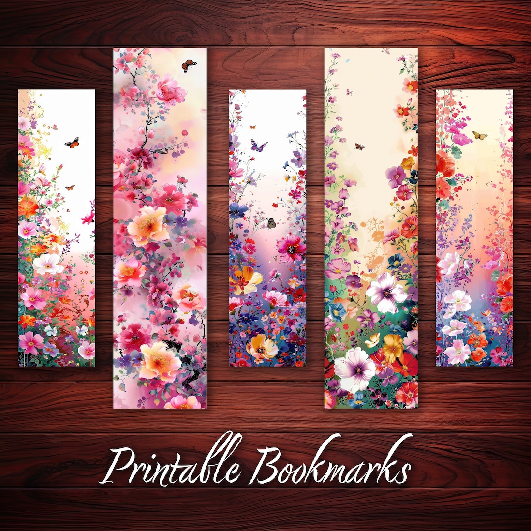 Bookmark Printable Set of 10 Floral Butterfly Bookmarks Digital ...
