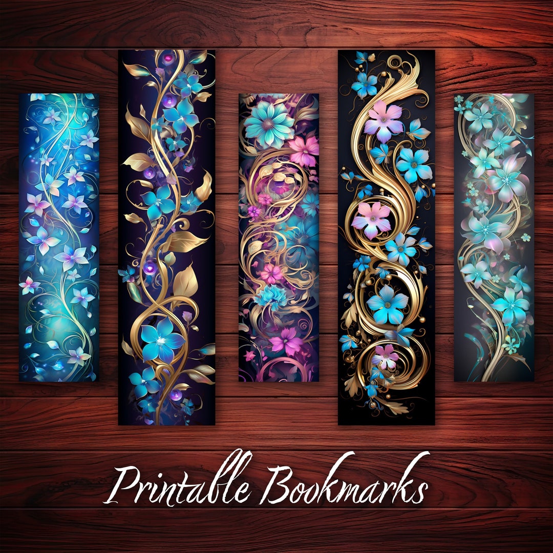 Beautiful Bookmark Luxury Flower Bookmarks With Gold Details Set of 10 ...