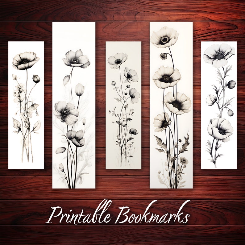 Flower Bookmark Printable Set of 10 Gift for Book Lovers or Reader ...
