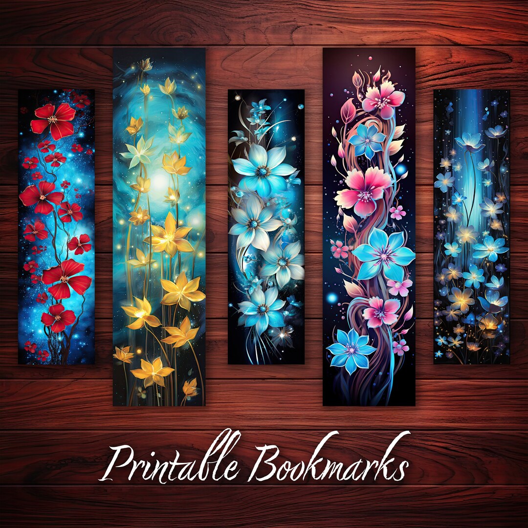 Flower Bookmark Printable Fantasy Bookmark for Book Lover Printable ...