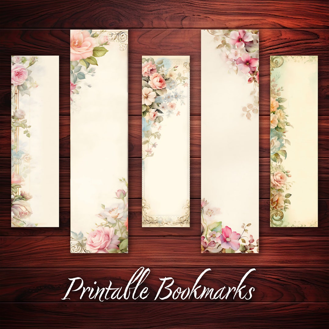 Bookmark Printable Vintage Flower Bookmark for Book Lover Printable ...