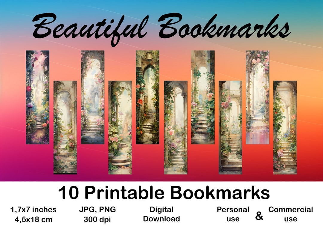 10 X Bookmark Digital Bookmark for Booklover Printable Bookmark Set ...