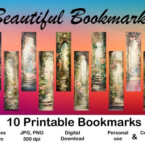 10 X Bookmark digital Bookmark for Booklover Printable Bookmark set digital Bookmark gift for Kids Bookmark Watercolor Style Bookmark Gift