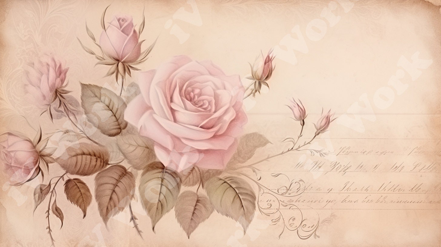 Set of 5 X Roses Desktop Wallpaper Backgrounds Full HD 16 9 for Your PC Desktop Shabby Vintage Style Roses Digital Instant Download Etsy UK
