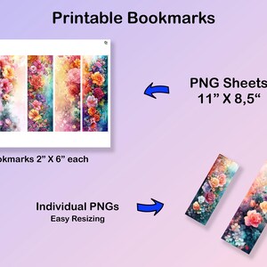 Floral Printable Bookmarks Set of 10 Beautiful Decorative Bookmark for ...