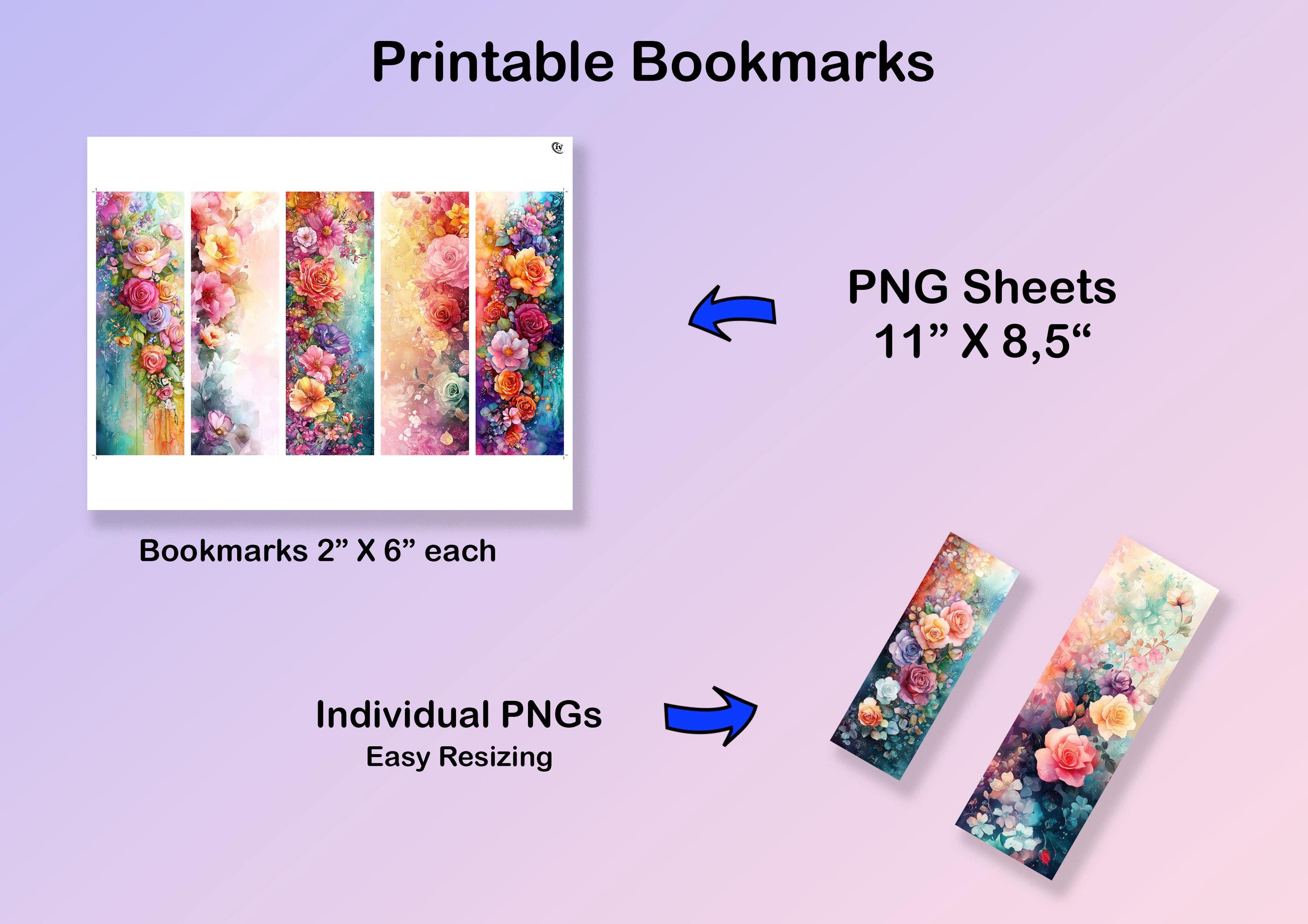 Floral Printable Bookmarks Set of 10 Beautiful Decorative Bookmark for ...