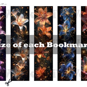 Lily Flower Bookmarks Set of 10 Printable Fantasy Colorful Design for ...