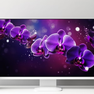 5x 3D wallpaper backgrounds in full HD 16:9 for your PC desktop, 3D orchid design, digital instant download