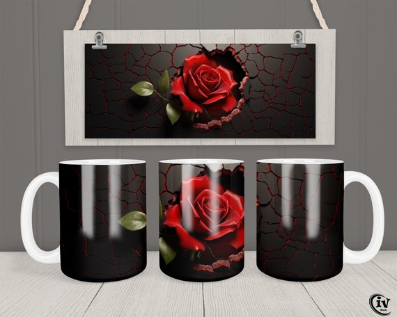 3D Cracked Hole Rose Coffee Mug Wrap 11oz 15oz Template PNG Instant  Download Sublimation Design Deco Mug Beautiful Gift for Her + Free Gift -  Etsy