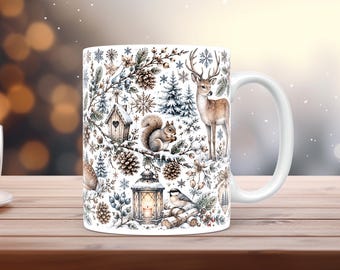 Schneewald-Tassenfolie (PNG) – 11oz/15oz Winter-Kaffeebecher-Sublimationsdesign