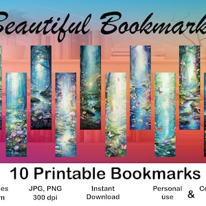 10 X Bookmark digital Bookmark for Booklover Printable Bookmark set digital Bookmark gift for Kids Bookmark Watercolor Style Bookmark Gift