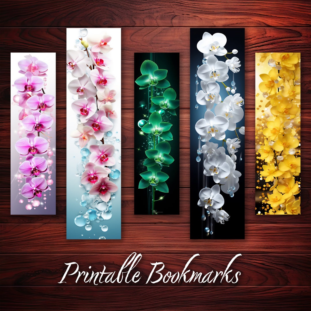 Orchid Flower Printable Bookmark Set of 10 Bookmark for Book Lover Gift ...