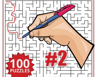 Juego imprimible de 100 laberintos de actividades para el cerebro con 5 tipos de laberintos. Desafío cerebral perfecto para adultos y adolescentes o juego escolar para maestros
